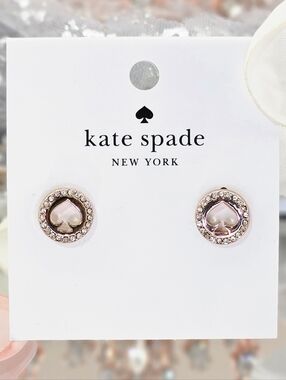 Kate Spade Earrings Clear Rose Gold Spot The Spade Pave Halo Studs Valentines